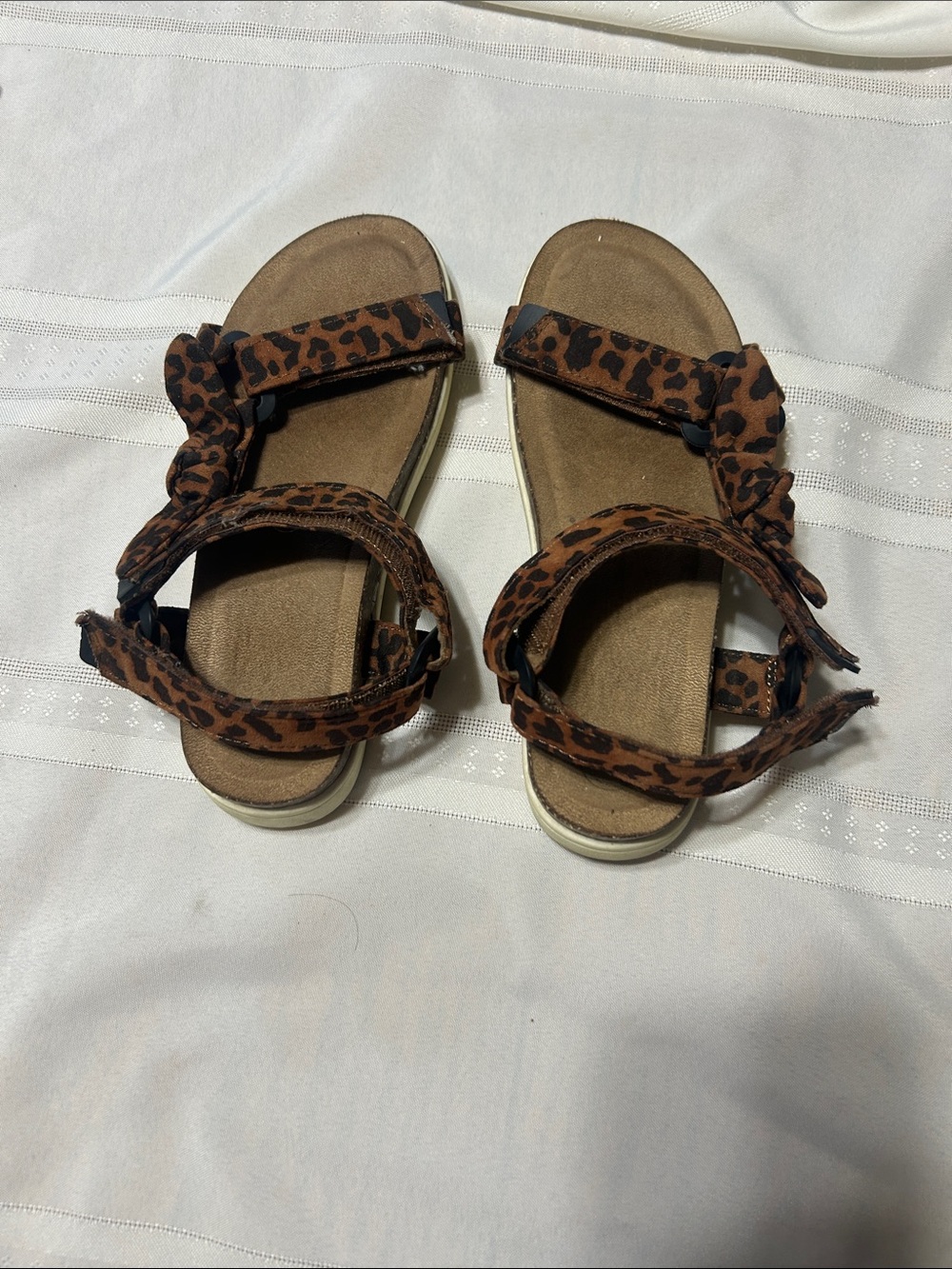 No Boundaries Leopard Print Brown Adjustable Kids Sandals